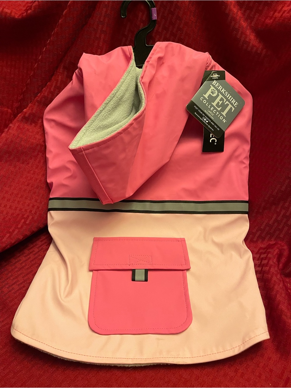 Berkshire Pink Two-Tone Dog Raincoat with Hood
